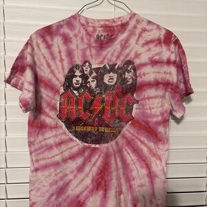 AC/DC pink and White Tie-Dye Kids T-Shirt